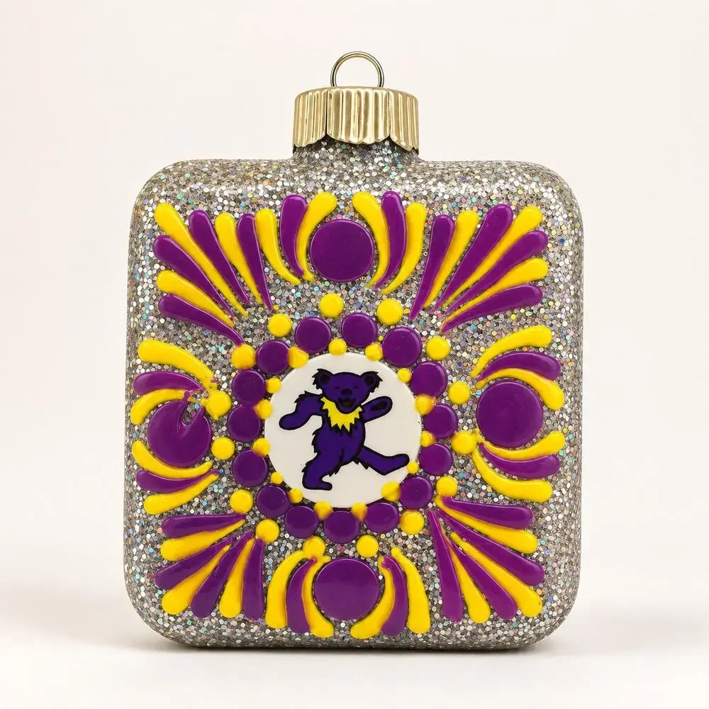Grateful Dead Dancing Bear 3 Inch Hand Painted Shatterproof Ornament